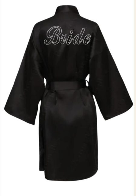 BRİDE SABAHLIK SİYAH GÜMÜŞ YAZILI