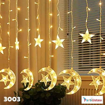 LED PERDE 3 METRE YILDIZ AY WN 3003 50 AMPUL